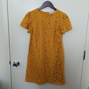Loft Yellow Lace Shift Dress